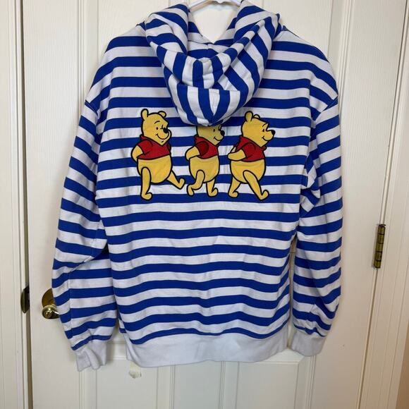 Winnie the Pooh Blue and White Striped Hoodie Medium SOLD OUT Disney Parks VGUC - Picture 2 of 8